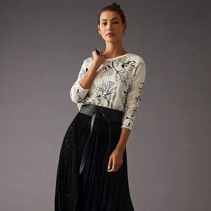 Maeve Long-Sleeve Printed Tee In Black and White